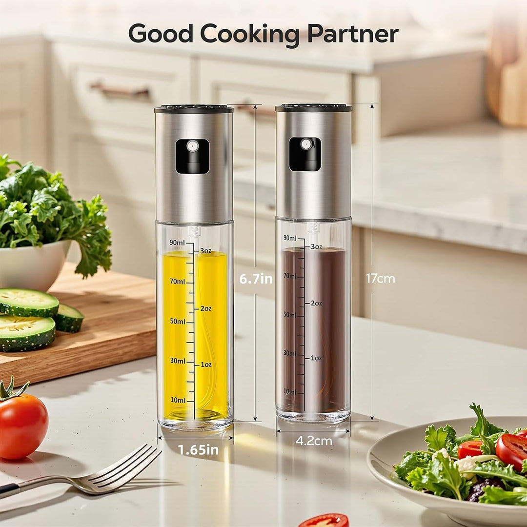 Oil Spray Bottle 2Pcs: Olive Sprayer for Cooking, Olive Oil Dispenser Bottle for Kitchen Gadgets,Food - grade Glass Oil Mister for Air Fryer, Frying, Salad, BBQ (2) - Just Closeouts Canada Inc.