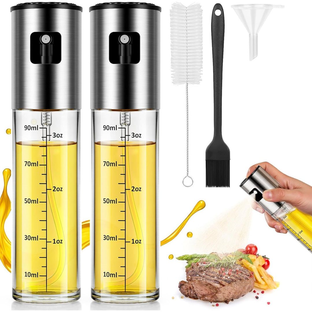 Oil Spray Bottle 2Pcs: Olive Sprayer for Cooking, Olive Oil Dispenser Bottle for Kitchen Gadgets,Food - grade Glass Oil Mister for Air Fryer, Frying, Salad, BBQ (2) - Just Closeouts Canada Inc.