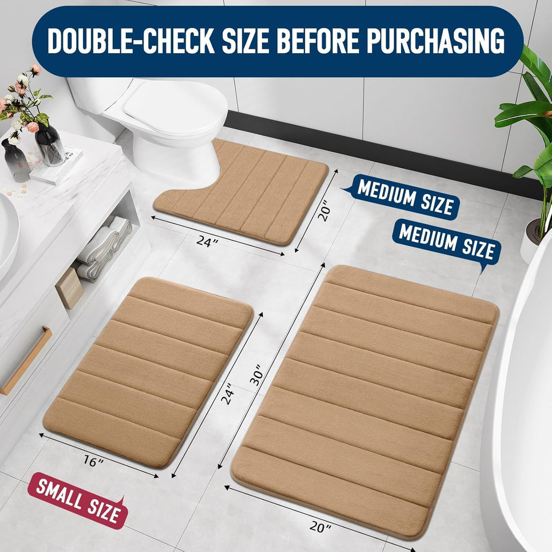 OLANLY Bath Mat Soft Memory Foam Bathroom 16" x 24" Camel - Just Closeouts Canada Inc.