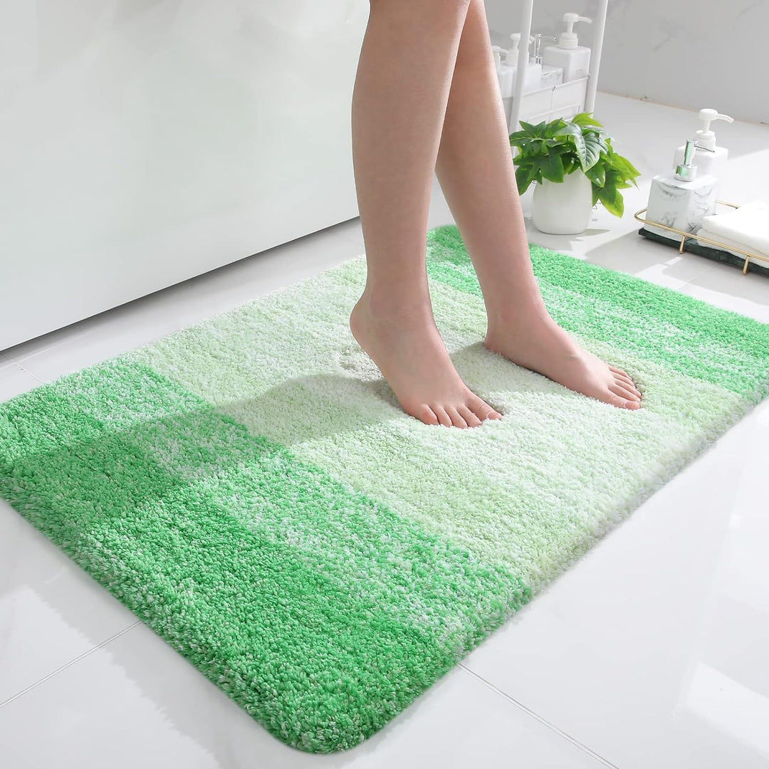 OLANLY Luxury Microfiber Bath Mat, Extra Soft and Absorbent Bathroom Mat, Non - Slip Plush Shaggy Bathroom Rug, Machine Wash Dry, Bath Rugs for Bathroom Floor, Tub and Shower, 24x36, Green - Just Closeouts Canada Inc.