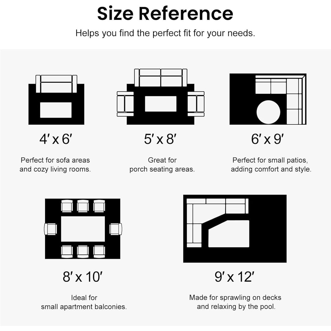 OLANLY Waterproof Outdoor Rug 5x8 ft, Reversible Plastic Straw Patio Camping Rugs, Large Foldable Outdoor Carpet Deck Rugs for Patio, RV, Outside Entry, Backyard, Bench, Picnic, Black & Grey - Just Closeouts Canada Inc.