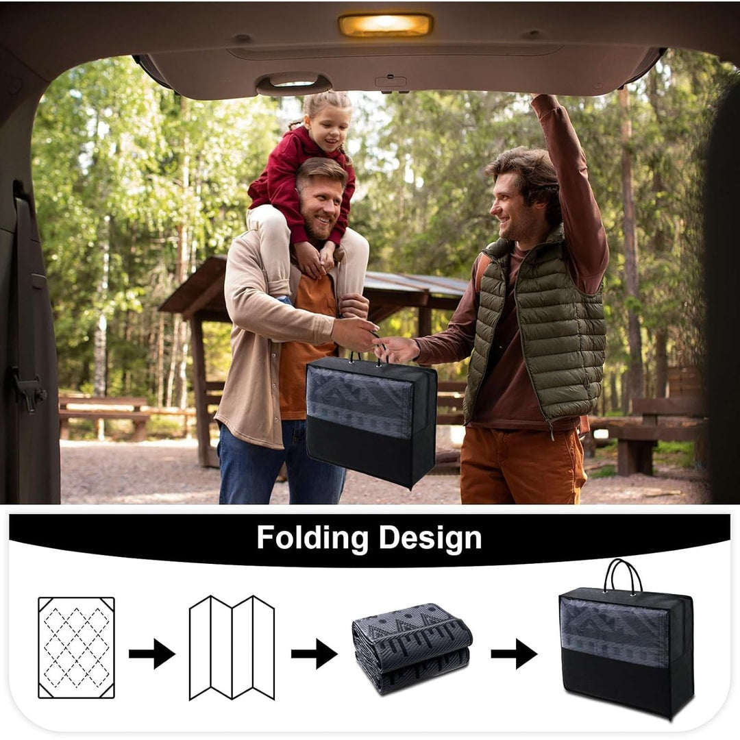 OLANLY Waterproof Outdoor Rug 5x8 ft, Reversible Plastic Straw Patio Camping Rugs, Large Foldable Outdoor Carpet Deck Rugs for Patio, RV, Outside Entry, Backyard, Bench, Picnic, Black & Grey - Just Closeouts Canada Inc.