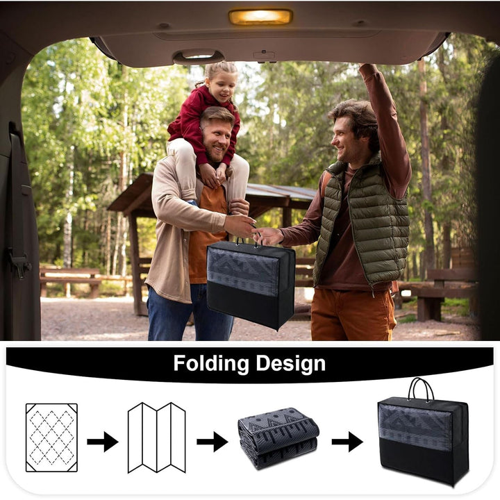 OLANLY Waterproof Outdoor Rug 5x8 ft, Reversible Plastic Straw Patio Camping Rugs, Large Foldable Outdoor Carpet Deck Rugs for Patio, RV, Outside Entry, Backyard, Bench, Picnic, Black & Grey - Just Closeouts Canada Inc.