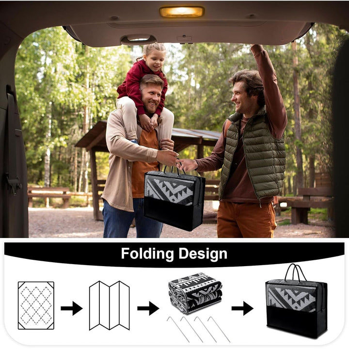 OLANLY Waterproof Outdoor Rug 6x9 ft, Reversible Plastic Straw Patio Camping Rugs, Large Foldable Outdoor Carpet Deck Rugs for Patio, RV, Outside Entry, Backyard, Bench, Picnic, Black & White - Just Closeouts Canada Inc.