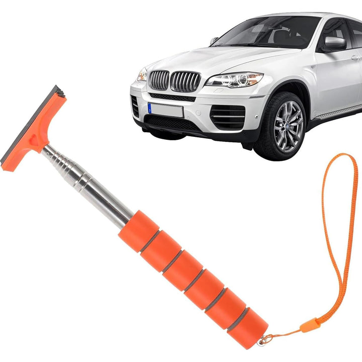 Orange telescopic car mirror wiper, view 1