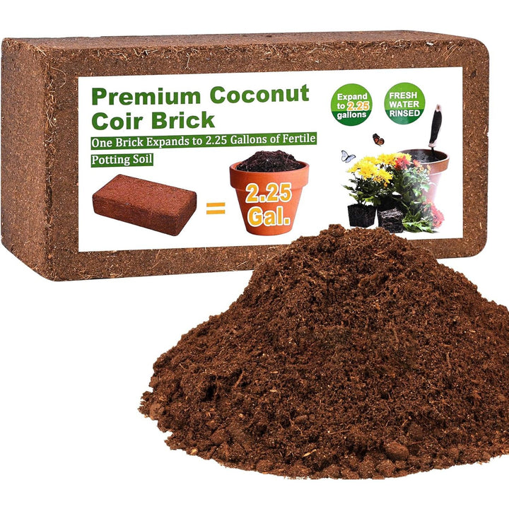Organic Coco Coir 1 Pcs Compressed Coconut Coir Brick Coconut Fiber Husk Substrate Mulch Coconut Bark Core Growing Medium Peat Moss Soil High Nutrition for Plants Gardening Seed Starting Soil Mix - Just Closeouts Canada Inc.