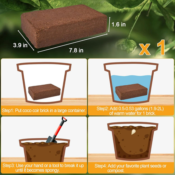 Organic Coco Coir 1 Pcs Compressed Coconut Coir Brick Coconut Fiber Husk Substrate Mulch Coconut Bark Core Growing Medium Peat Moss Soil High Nutrition for Plants Gardening Seed Starting Soil Mix - Just Closeouts Canada Inc.