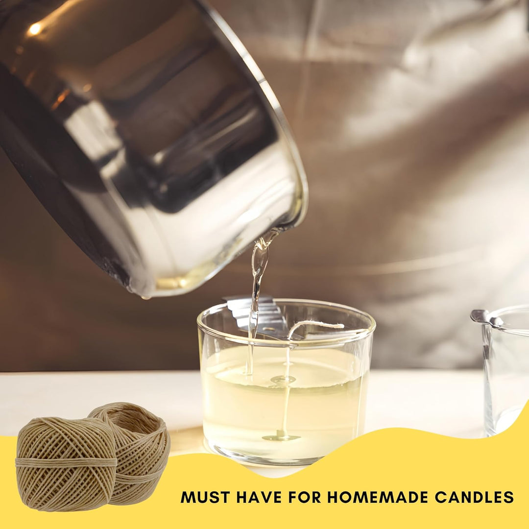 Organic Hemp Wick Line - 100% Natural Hemp - Edible Grade Beeswax - 200 Ft Spool (1.0 mm) - No Cotton, No Lead - Perfect Alternative to Butane Cigarette Lighters and Phosphor Matches - Just Closeouts Canada Inc.