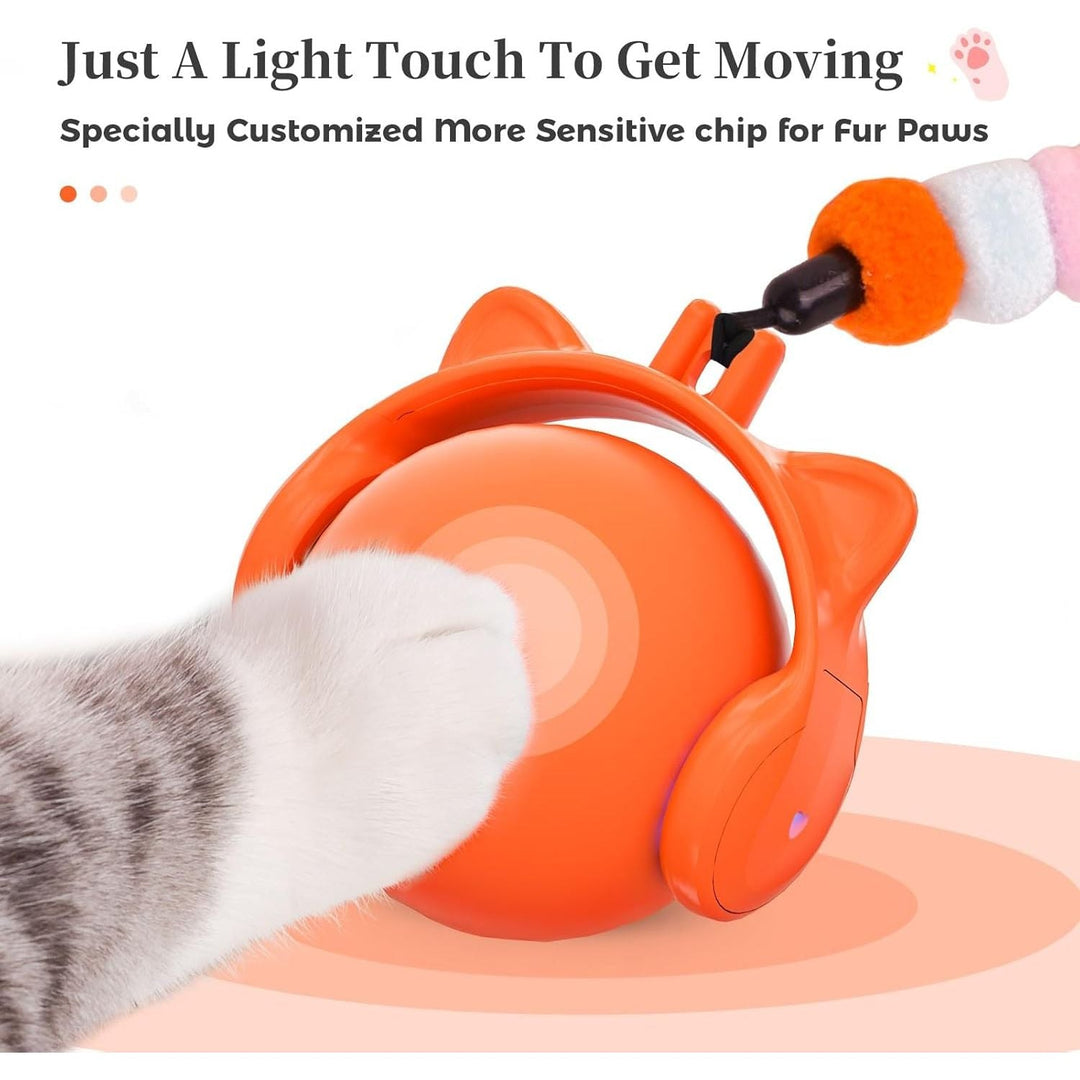ORSDA Cat Toys, Automatic Rolling Ball with Feather Tail for Indoor Cats, Motion Activated Jumping & Chirping Cat Ball Toy, 3 LED Light Modes, USB Rechargeable - Just Closeouts Canada Inc.