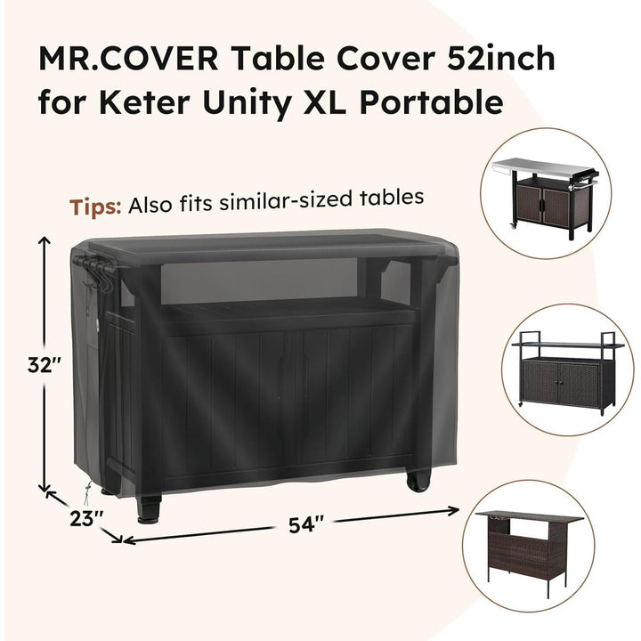 Outdoor Cart Cover 52 inch for Keter Unity XL Outdoor Rolling Table Cart, Heavy Waterproof for BBQ Grill Dining Kitchen Cart Protective, Outdoor Storage Box Cover, Patio Food Prep Station - Just Closeouts Canada Inc.