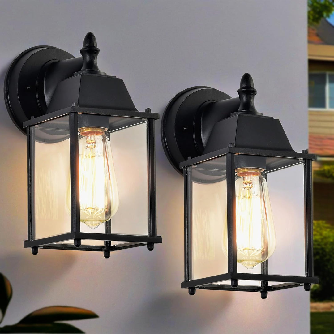 Outdoor Light Fixtures Wall Mount Outdoor Lights 2 Pack Black Aluminum Anti - Rust Outdoor Wall Lantern Small Porch Exterior Light Fixture - Just Closeouts Canada Inc.