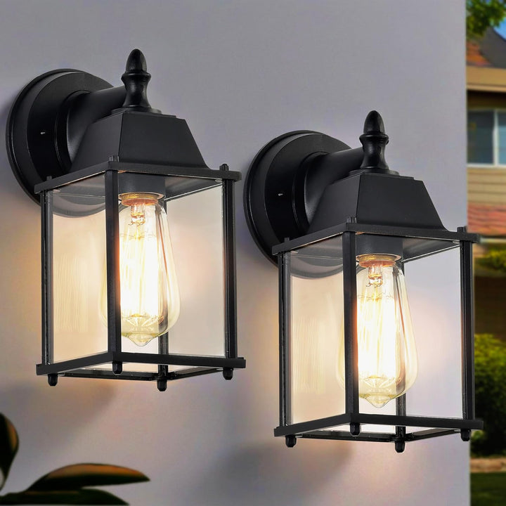 Outdoor Light Fixtures Wall Mount Outdoor Lights 2 Pack Black Aluminum Anti - Rust Outdoor Wall Lantern Small Porch Exterior Light Fixture - Just Closeouts Canada Inc.