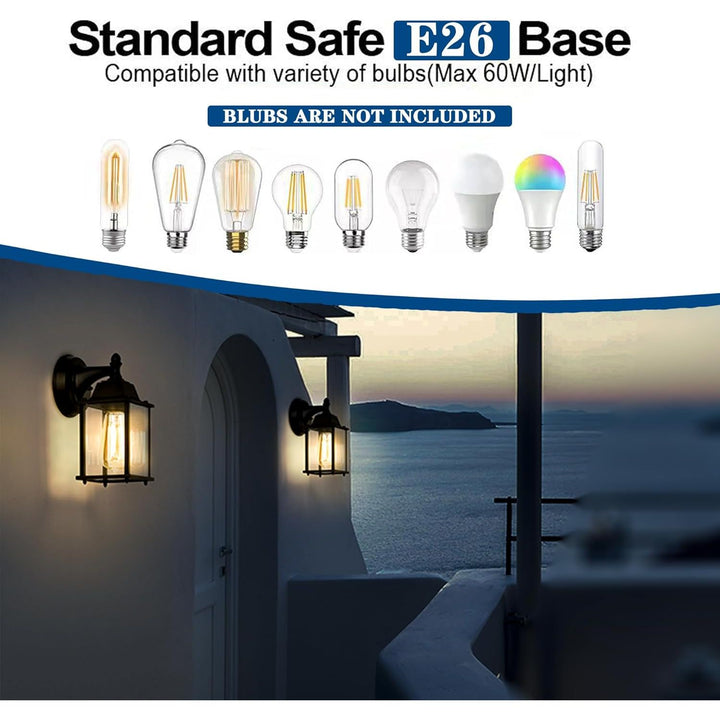 Outdoor Light Fixtures Wall Mount Outdoor Lights 2 Pack Black Aluminum Anti - Rust Outdoor Wall Lantern Small Porch Exterior Light Fixture - Just Closeouts Canada Inc.