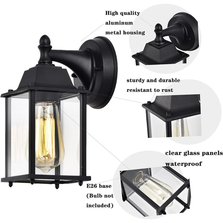 Outdoor Light Fixtures Wall Mount Outdoor Lights 2 Pack Black Aluminum Anti - Rust Outdoor Wall Lantern Small Porch Exterior Light Fixture - Just Closeouts Canada Inc.