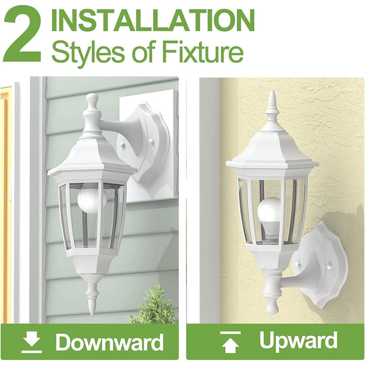 Outdoor Porch Light Exterior Wall Mount Lantern Fixtures White 2 Pack - Just Closeouts Canada Inc.