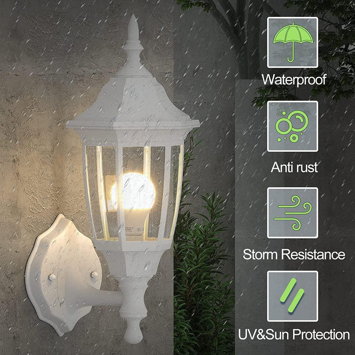 Outdoor Porch Light Exterior Wall Mount Lantern Fixtures White 2 Pack - Just Closeouts Canada Inc.
