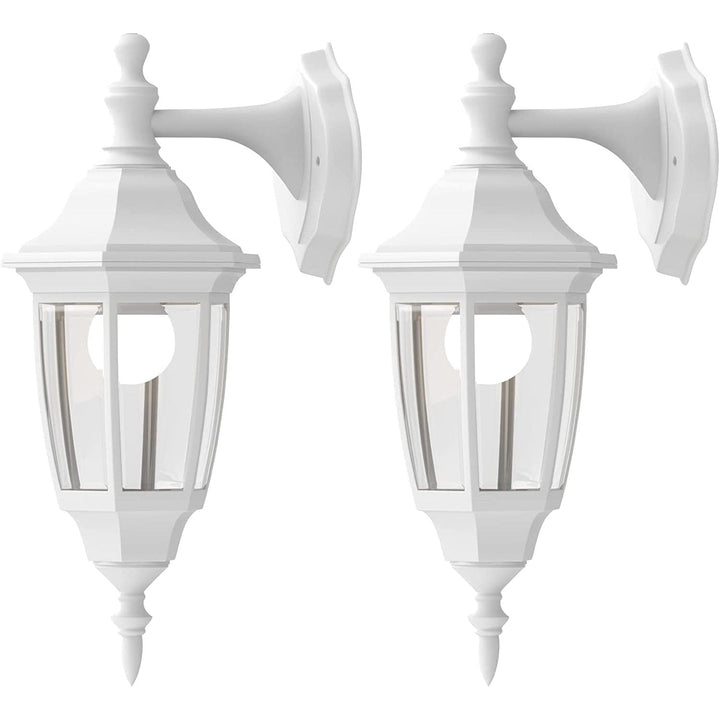 Outdoor Porch Light Exterior Wall Mount Lantern Fixtures White 2 Pack - Just Closeouts Canada Inc.