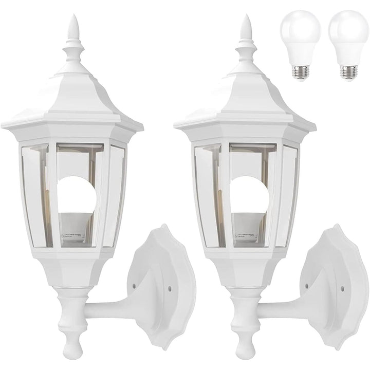 Outdoor Porch Light Exterior Wall Mount Lantern Fixtures White 2 Pack - Just Closeouts Canada Inc.
