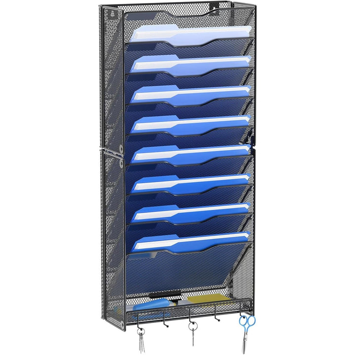 OUTWOLF 10 Tier Hanging Wall File Organizer Wall Mount Paper Document Folder Holder with Hooks for Home Office Organization - Just Closeouts Canada Inc.