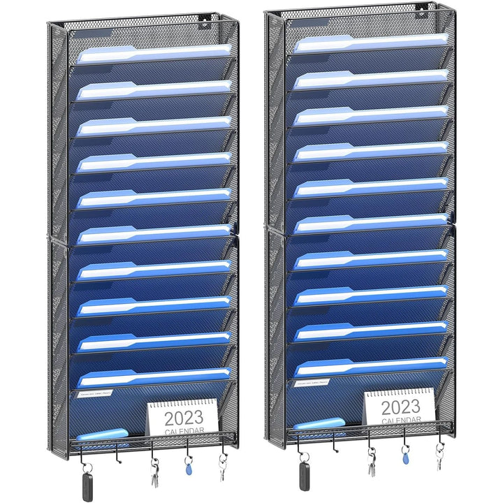 OUTWOLF 2Pack 12 Tier Hanging Wall File Organizer with Hooks, Vertical Wall Mount File Folder Holder, Paper Document Mail Organizer for Office - Just Closeouts Canada Inc.