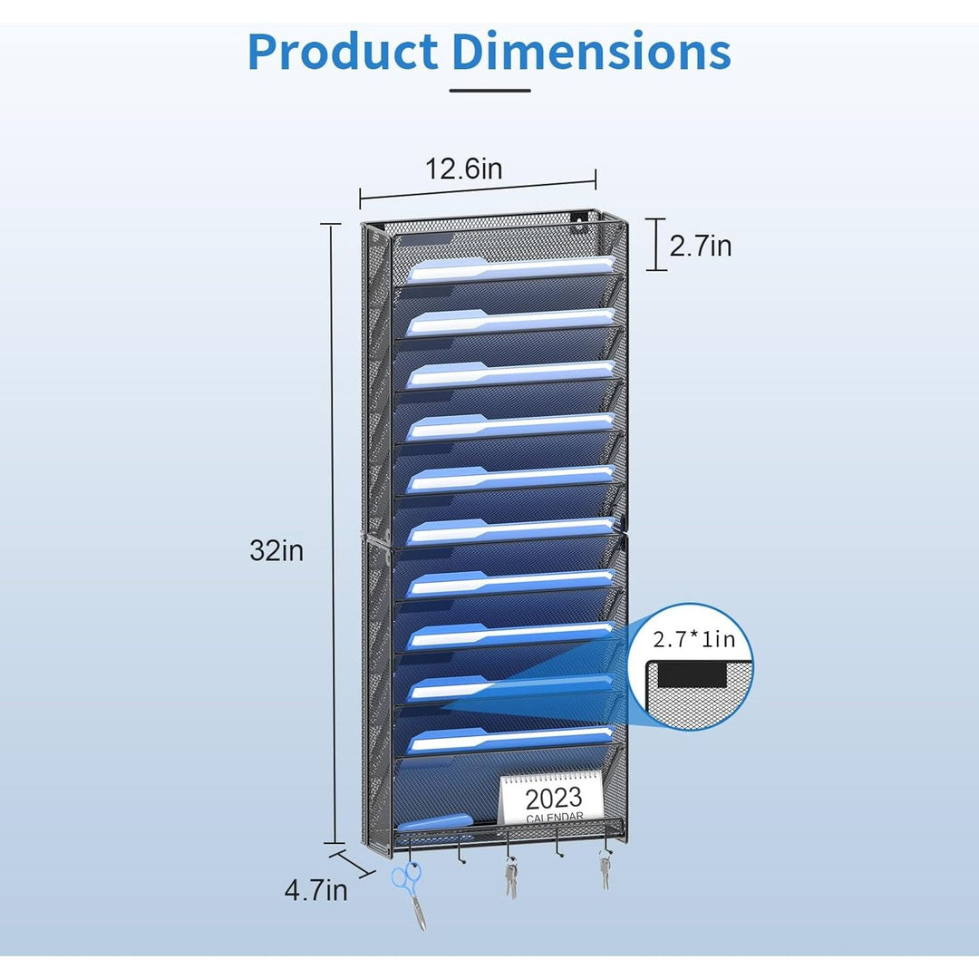 OUTWOLF 2Pack 12 Tier Hanging Wall File Organizer with Hooks, Vertical Wall Mount File Folder Holder, Paper Document Mail Organizer for Office - Just Closeouts Canada Inc.