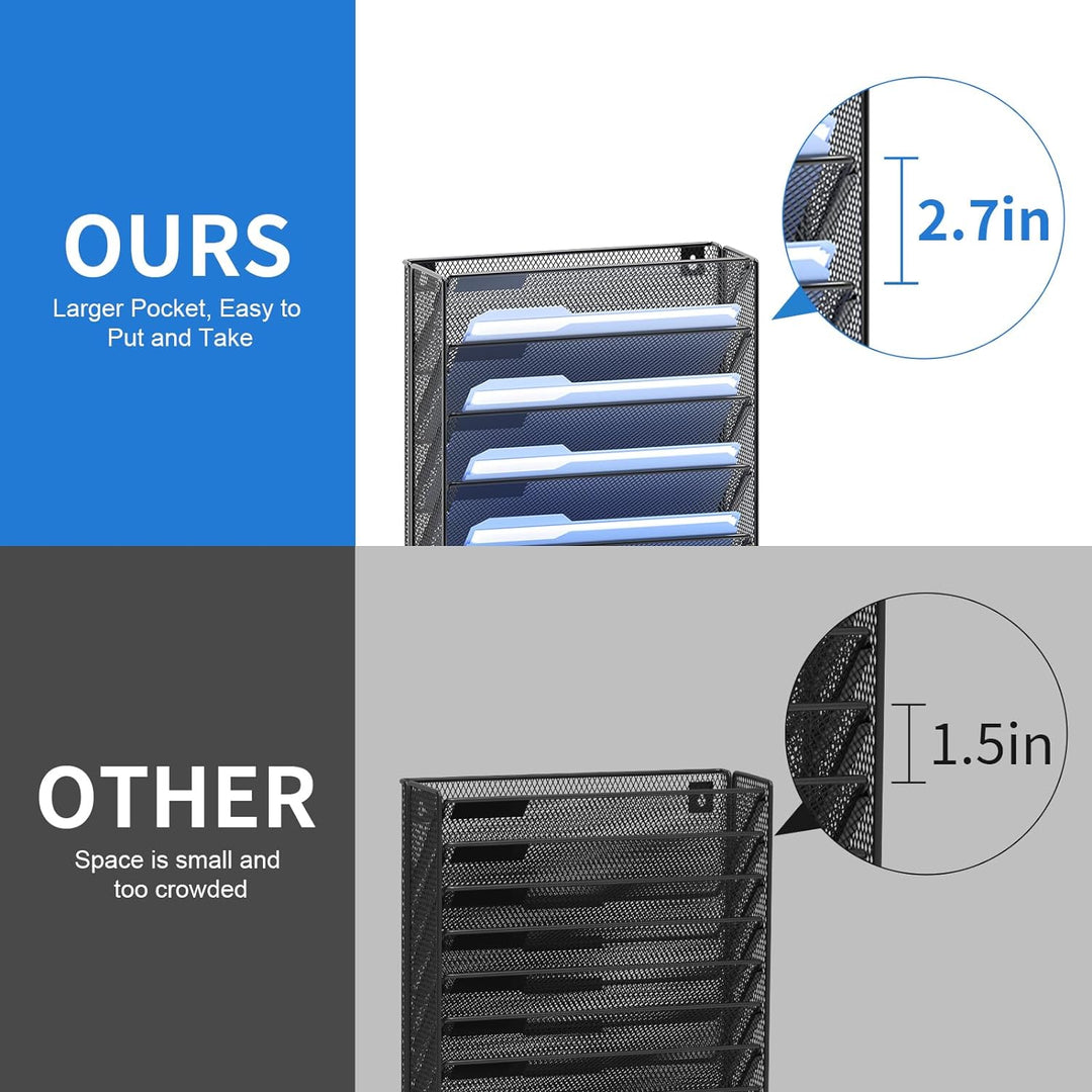 OUTWOLF 2Pack 12 Tier Hanging Wall File Organizer with Hooks, Vertical Wall Mount File Folder Holder, Paper Document Mail Organizer for Office - Just Closeouts Canada Inc.
