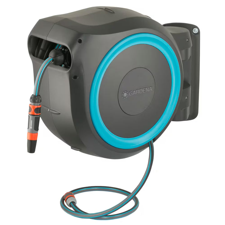 Gardena 82 Foot Wall Mounted Retractable Hose Reel With Hose, 18620