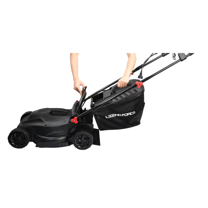 Legend Force 13.4-inch 12 Amp Corded Electric Walk Behind Push Lawn Mower with Height Adjustment & Removable Bag