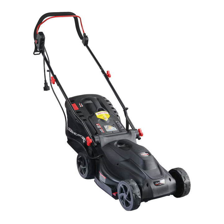 Legend Force 13.4-inch 12 Amp Corded Electric Walk Behind Push Lawn Mower with Height Adjustment & Removable Bag