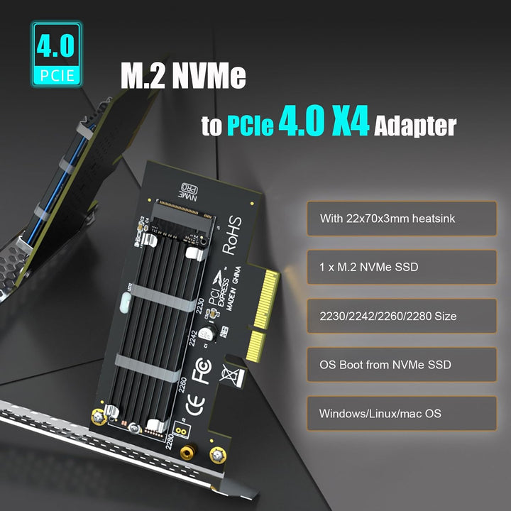 PA09-HS-CA M.2 NVMe to PCIe 4.0 X4 Adapter with Heatsink, 2230-2280 SSD - Just Closeouts Canada Inc.XOO2Y4NXH3