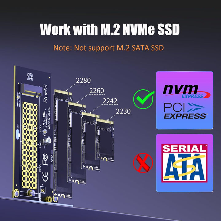 PA09 - X1 M.2 NVMe to PCIe X1 Adapter for 2230/2242/2260/2280 M.2 NVMe SSD, PCIe X1 Installation - Just Closeouts Canada Inc.X003777C5F