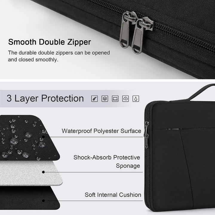 Padded Laptop Sleeve with Handle – Black, 15–15.6 in - Just Closeouts Canada Inc.
