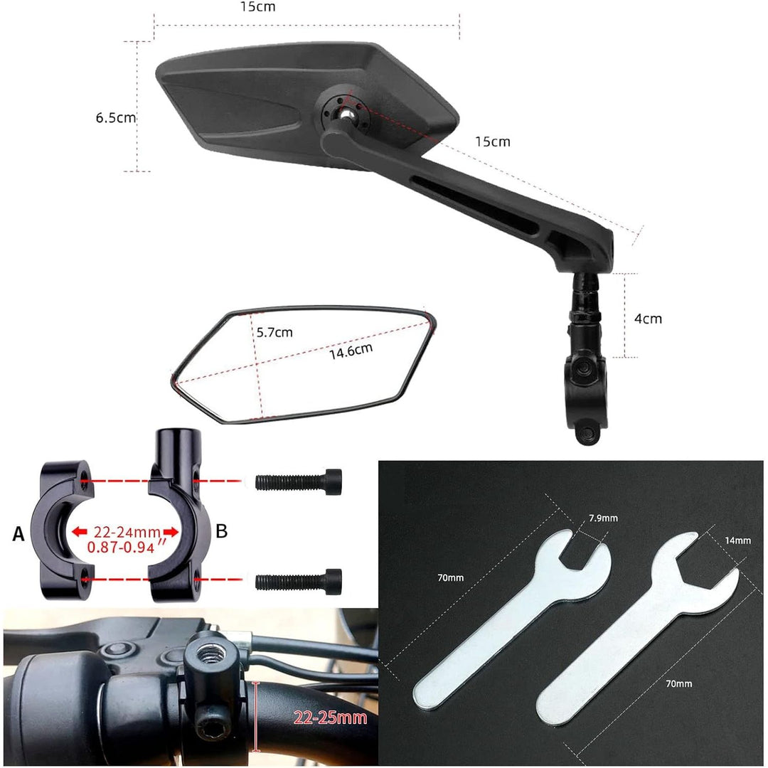 Pair of Black 360° Adjustable Bicycle Handlebar Mirrors - Just Closeouts Canada Inc.