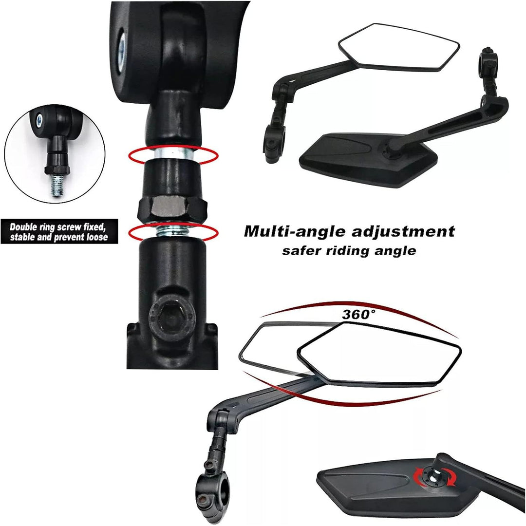 Pair of Black 360° Adjustable Bicycle Handlebar Mirrors - Just Closeouts Canada Inc.