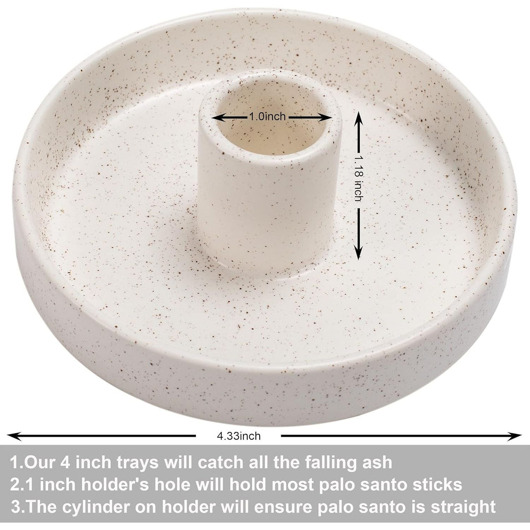 Palo Santo Holder, Ceramic Incense Holder for Palo Santo Sticks, Scent Wood Stand and Ash Catcher, Simple, Sturdy and Well Made Incense Burner, Cozy Speckled White - Just Closeouts Canada Inc.
