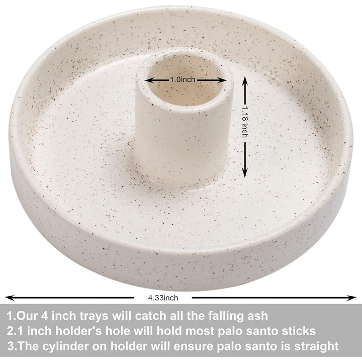 Palo Santo Holder, Ceramic Incense Holder for Palo Santo Sticks, Scent Wood Stand and Ash Catcher, Simple, Sturdy and Well Made Incense Burner, Cozy Speckled White - Just Closeouts Canada Inc.