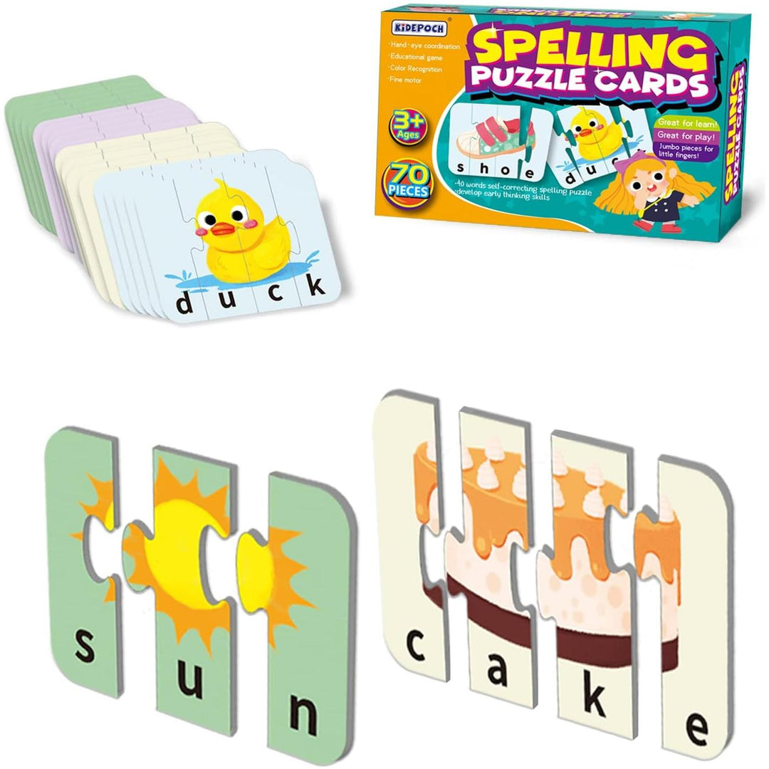 Paper Master Words Spelling Matching Puzzles with Matching Images, Self - Correcting Spelling Jigsaw Puzzles Matching Games for Toddlers, Perfect for Preschool Learning - Just Closeouts Canada Inc.