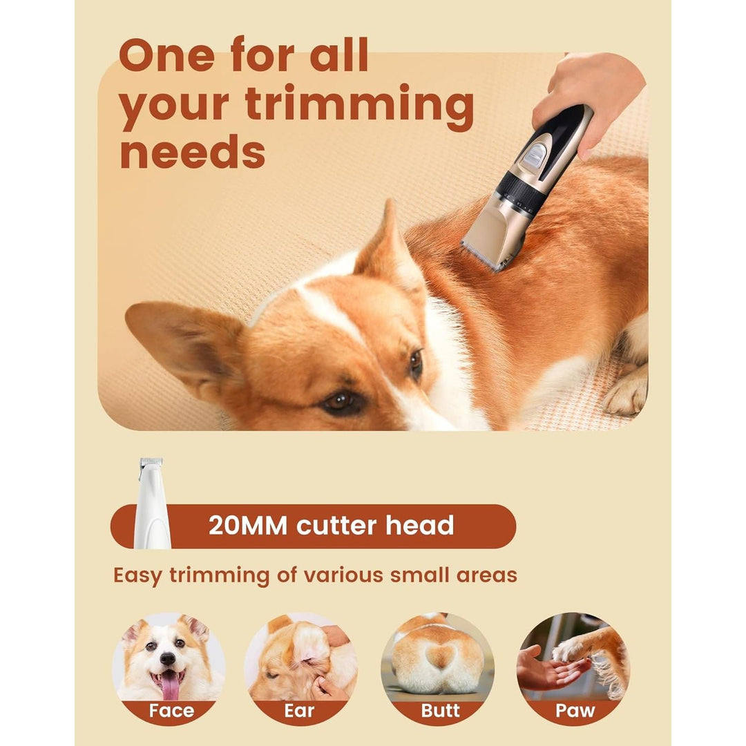 PAPMINI 2 in 1 Dog Grooming Kit, Low Noise Rechargeable Dog Clippers for Grooming, Cordless Pet Hair Clippers and Paw Trimmer, Pet Shavers for Small Dogs Cats Animals (Gold) - Just Closeouts Canada Inc.