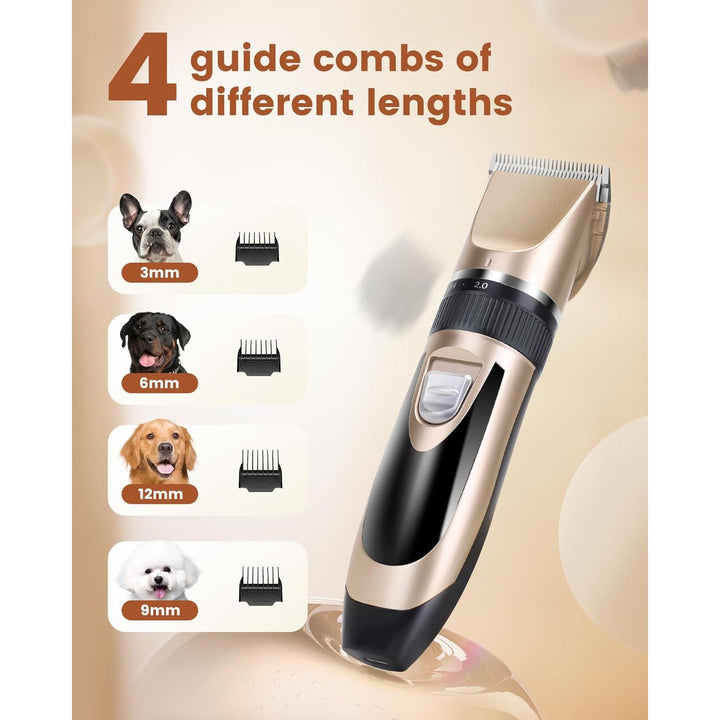 PAPMINI 2 in 1 Dog Grooming Kit, Low Noise Rechargeable Dog Clippers for Grooming, Cordless Pet Hair Clippers and Paw Trimmer, Pet Shavers for Small Dogs Cats Animals (Gold) - Just Closeouts Canada Inc.