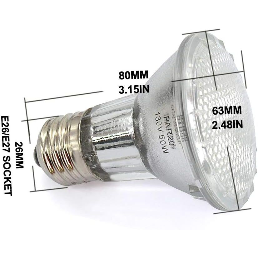 PAR20 50 Watt E26 Medium Base Halogen Flood Light Bulbs,Dimmable Bulbs for Range Hood Lights,Ceiling Fan,Table Light - Just Closeouts Canada Inc.