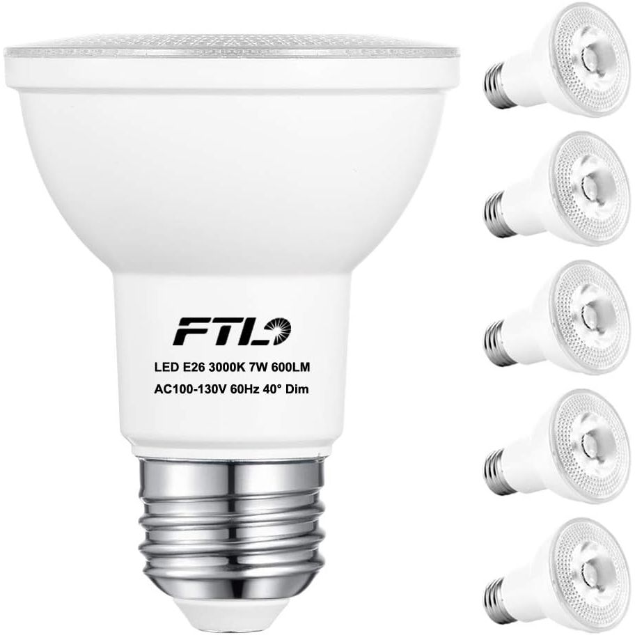 PAR20 LED Bulbs, Dimmable 7W Spot Light Bulbs,50W Halogen Bulb Equivalent, 3000K Warm White 600 Lumens E26 40 Degree, Indoor Recessed Track Lighting, 6 - Pack - Just Closeouts Canada Inc.X002AGRH4Z