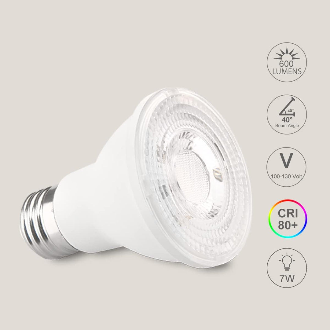 PAR20 LED Bulbs, Dimmable 7W Spot Light Bulbs,50W Halogen Bulb Equivalent, 3000K Warm White 600 Lumens E26 40 Degree, Indoor Recessed Track Lighting, 6 - Pack - Just Closeouts Canada Inc.X002AGRH4Z