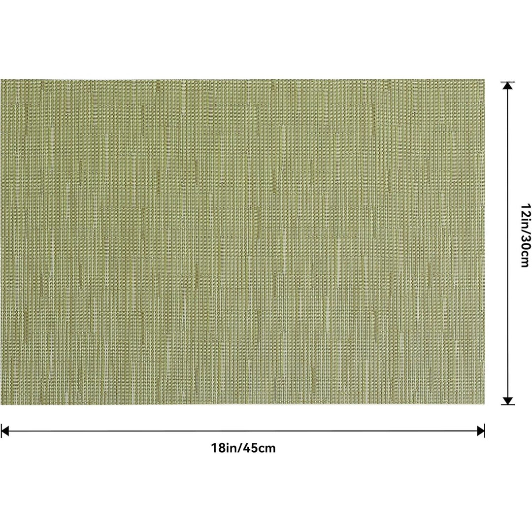 Pea Green Placemats Set of 4 - Heat Resistant Non - Slip Place mats for Dining Table, Washable Durable PVC Vinyl Woven Table Mats - Just Closeouts Canada Inc.