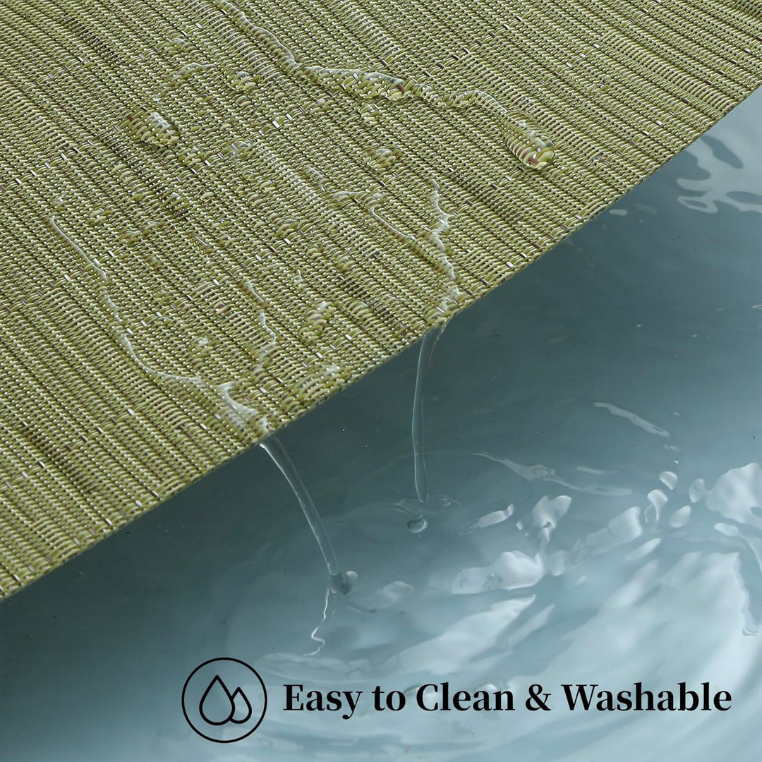 Pea Green Placemats Set of 6 - Heat Resistant Non - Slip Place mats for Dining Table, Washable Durable PVC Vinyl Woven Table Mats（Pea Green, 6） - Just Closeouts Canada Inc.