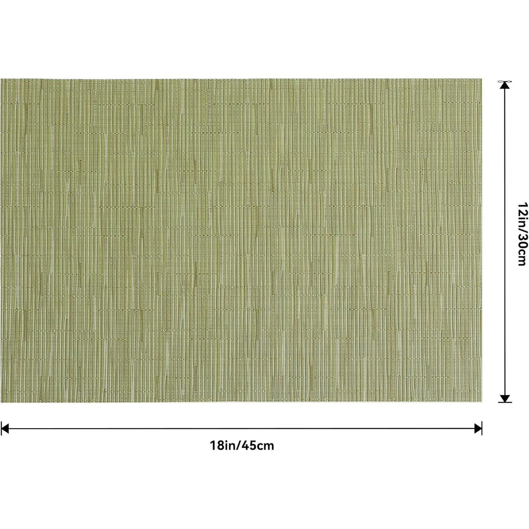 Pea Green Placemats Set of 6 - Heat Resistant Non - Slip Place mats for Dining Table, Washable Durable PVC Vinyl Woven Table Mats（Pea Green, 6） - Just Closeouts Canada Inc.