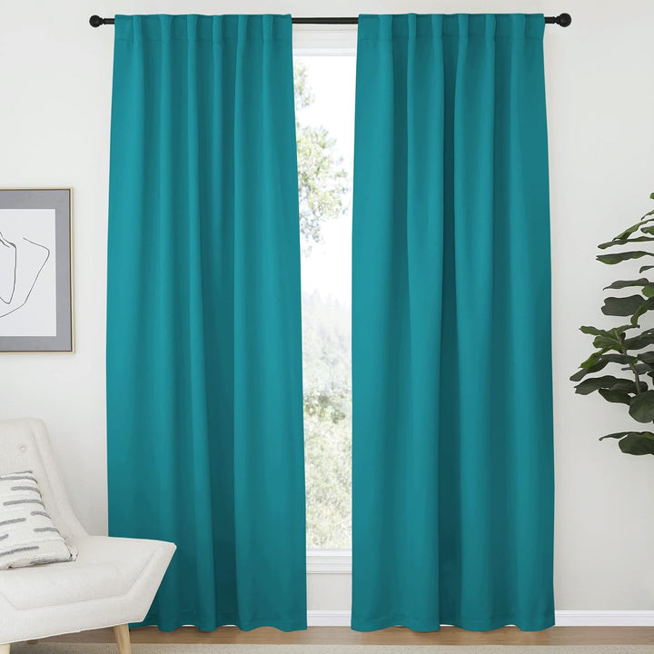 Peacock Teal Blackout Curtains, 52 x 84 in, Set of 2 - Just Closeouts Canada Inc.