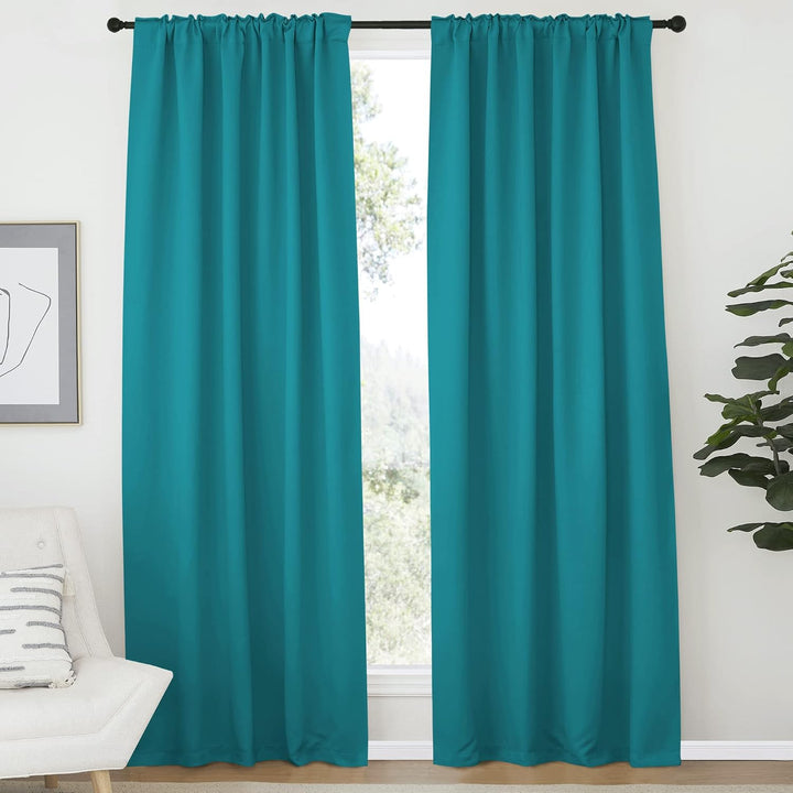 Peacock Teal Blackout Curtains, 52 x 84 in, Set of 2 - Just Closeouts Canada Inc.