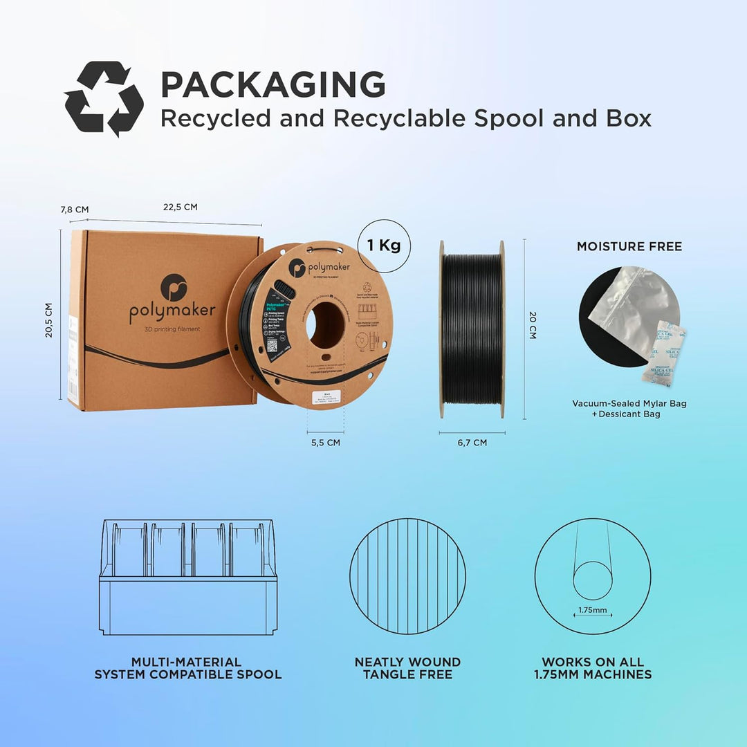 PETG Black 3D Printer Filament 1.75mm 1kg, High Speed PETG up to 300mm/s, High Strength New Formula, Excellent Layer Adhesion, Warp Free, Compatible with Most 3D Printers - Just Closeouts Canada Inc.PB01001