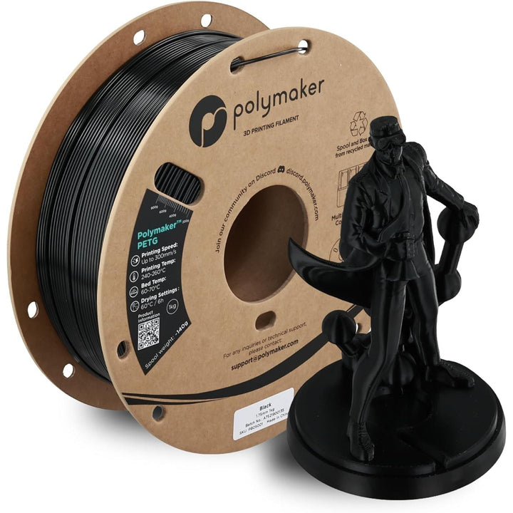 PETG Black 3D Printer Filament 1.75mm 1kg, High Speed PETG up to 300mm/s, High Strength New Formula, Excellent Layer Adhesion, Warp Free, Compatible with Most 3D Printers - Just Closeouts Canada Inc.PB01001