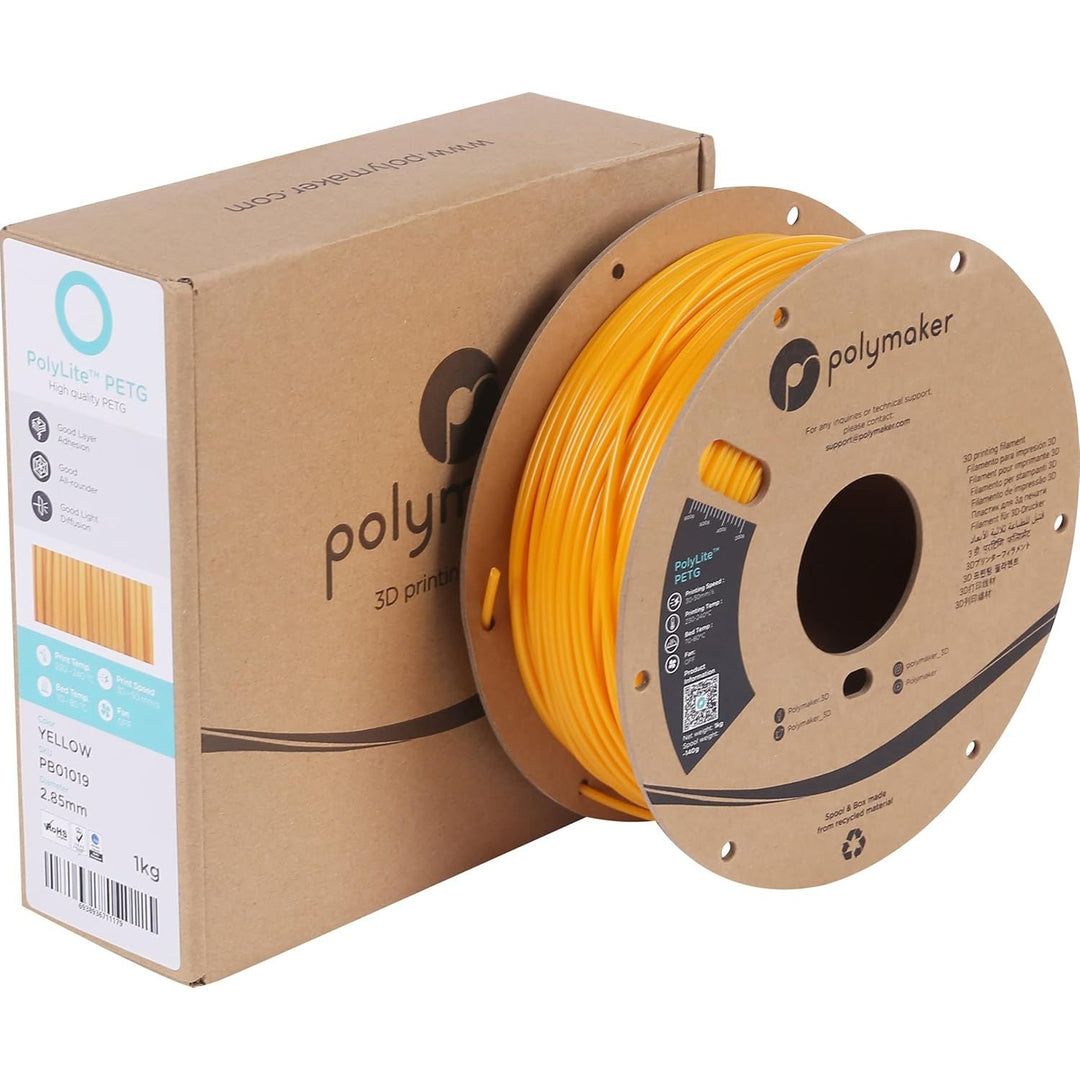 PETG Filament 2.85mm 1kg Yellow 3D Printer Filament, PolyLite PETG 3D Printing Filament 2.85mm, Dimensional Accuracy +/ - 0.03mm, Print with Most 3D Printers - Just Closeouts Canada Inc.PB01006